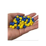 yiğit aksesuar 8mm 100 Adet Sarı Lacivert Taraftar Yuvarlak Plastik Boncuk , Takı Yapım Boncuğu