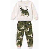 Yiğit Butik Erkek Bebek Dinozor Baskılı Sweatshirt Kamuflaj Pantolon 2’li Alt Üst Takım 6 Ay-4 Yaş - 6 - 9 Ay - Yeşil