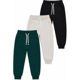 Yiğit Butik Erkek Çocuk 3’lü Jogger Eşofman Altı 4-12 Yaş Bel Lastikli Bağcıklı Cepli Pantolon - Siyah - 10 - 11 Yaş