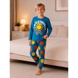 Yiğit Butik Erkek Çocuk Smile Baskılı Uzun Kollu Pijama Takımı - Yeşil - 7 - 8 Yaş