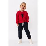 Yiğit Butik Kız Çocuk Balerin Baskılı Sweatshirt Eşofman Altı Takım - 6 - 7 Yaş - Kırmızı