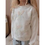 Yiğit Butik Kız Çocuk Çiçek Işlemeli Kazak ve Jean Takım - 5 - 6 Yaş - Krem