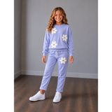 Yiğit Butik Kız Çocuk Papatya Aplikeli Sweatshirt Pantolon Alt Üst Takım - 5 - 6 Yaş - Lila