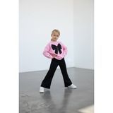 Yiğit Butik Kız Çocuk Pembe Fiyonklu 2 Iplik Sweatshirt & Interlok Ispanyol Paça Tayt Takım - 3 - 4 Yaş