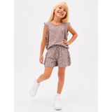 Yiğit Butik Yigit Butik Kız Çocuk Bürümcük Kumaş Çiçek Desenli Fırfır Detaylı Şortlu Yazlık Takım - 4 - 5 Yaş - Gül Kurusu