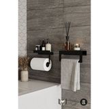 Yiğit Metal Duvara Monte Havluluk ve Peçetelik – Modern ve Dayanıklı 2'li Set Mutfak&banyo Düzenleyici - Siyah