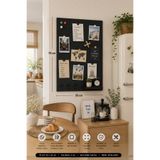YİĞİT METAL Mıknatıslı Pano - Magnet Panosu - Siyah Ofis/Çalışma Odası İçin Mıknatıs Hediyeli Metal Magnet Hatıra Panosu 50x70cm
