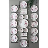 Yiğit Seramik Züccaciye Bahar Model 12 Kişilik 21 Parça Röfyeli Modern Kahvaltı - Brunch Takımı (Pembe)