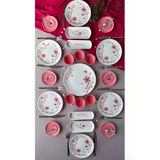 Yiğit Seramik Züccaciye Bahar Model 6 Kişilik 23 Parça Röfyeli Modern Kahvaltı Takımı - Brunch Set (Pembeçyt)