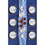 Yiğit Seramik Züccaciye Blue Kitchen 6 Kişilik 14 Parça Desenli Kahvaltı Takımı Seramik Malzemeden Mavi Renkli