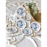 Yiğit Seramik Züccaciye Blue Kitchen Gold Yaldızlı 6 Kişilik 12 Parça Lüks Çay Seti - Mavi