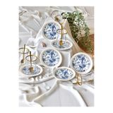 Yiğit Seramik Züccaciye Blue Kitchen Gold Yaldızlı 6 Kişilik 12 Parça Lüks Çay Seti