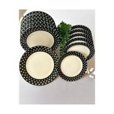 Yiğit Seramik Züccaciye Elegance Puantiye 6 Adet Servis + 6 Adet Pasta Tabağı Sunumluk