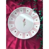 Yiğit Seramik Züccaciye Lavinya Model Rölyefli Tekli 25 cm Modern Sunum&servis Tabağı (Fuşya) - Beyaz