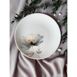 Yiğit Seramik Züccaciye Nilüfer Model Rölyefli Tekli 25 cm Modern Sunum&servis Tabağı - Beyaz