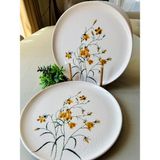 Yiğit Seramik Züccaciye Sarı Çiğdem 6 Parça 25 cm Servis Sunumluk Desenli Yuvarlak
