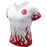 Yiğit Spor Milli Takım Tişörtü Erkek Nefes Alabilen Kumaş Beyaz Kırmızı Alevli Model M Beden Spor İçin - Beyaz - Kırmızı