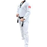 Yiğit Spor Taekwondo Elbisesi Siyah Yaka Fitilli Kumaş + Kuşak + Kişiye Özel Isim Yazılı - 200 cm