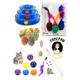 YİĞİTLERAVM 5' Li Kedi Oyuncağı Set:kedi Oltası,hacıyatmazlı 3katlı Oyuncak ,tüylü Top,sarma Top, Çıngıraklı Top