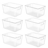 YIHONG 6 Paket Şeffaf Kiler Organizatör Kutuları, Mutfak, Dondurucu, Dolap, Dolap, Banyo Lavabo Depolama için Saplı Plastik Konteynerler