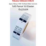 Yıkama Talimatı Etiketi (%95 Pamuk %5 Elastan İçerikli) 2x3,6cm Japon Akmaz 1000'lik Rulo - M Beden
