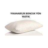 Yıkanabilir Boncuk Doğal Yün Yastık Krem