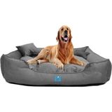 Yıkanabilir Büyük Irk Köpek Yatağı Silikonlu Elyaf Dolgulu Mukavemetli Kumaş - Gri - 65 x 90 cm