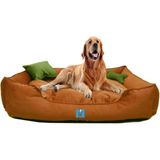 Yıkanabilir Büyük Irk Köpek Yatağı Silikonlu Elyaf Dolgulu Mukavemetli Kumaş - Kiremit - 65 x 90 cm