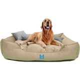 Yıkanabilir Büyük Irk Köpek Yatağı Silikonlu Elyaf Dolgulu Mukavemetli Kumaş - Krem - 65 x 90 cm