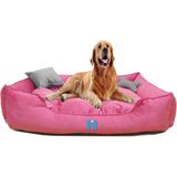 Yıkanabilir Büyük Irk Köpek Yatağı Silikonlu Elyaf Dolgulu Mukavemetli Kumaş - Pembe - 65 x 90 cm
