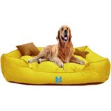 Yıkanabilir Büyük Irk Köpek Yatağı Silikonlu Elyaf Dolgulu Mukavemetli Kumaş - Sarı - 65 x 90 cm