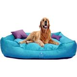 Yıkanabilir Büyük Irk Köpek Yatağı Silikonlu Elyaf Dolgulu Mukavemetli Kumaş - Turkuaz - 65 x 90 cm
