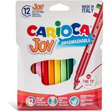 Yıkanabilir Carioca Joy Keçeli Kalem 12LI 1 Adet Dermatolojik Olarak Test Edilmiş Renkli Kalemler