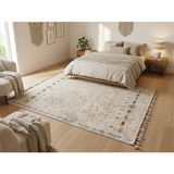Yıkanabilir Kaliteli Kaymaz Dokuma Pamuk Taban Vintage Bej Dijital Baskı Kilim