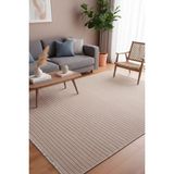 Yıkanabilir Pamuk Dokuma Kilim Doğal Kendinden Saçaklı Yolluk Kaymaz Tabanlı Halı - Bej - 80 x 400 cm
