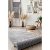 Yıkanabilir Pamuk Dokuma Kilim Doğal Kendinden Saçaklı Yolluk Kaymaz Tabanlı Halı - Gri - 100 x 200 cm
