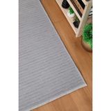 Yıkanabilir Pamuk Dokuma Kilim Doğal Kendinden Saçaklı Yolluk Kaymaz Tabanlı Halı - Gri - 100 x 400 cm