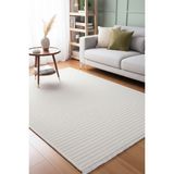 Yıkanabilir Pamuk Dokuma Kilim Doğal Kendinden Saçaklı Yolluk Kaymaz Tabanlı Halı - Krem - 200 x 290 cm