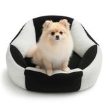 Yıkanabilir, Peluş, 45 cm, Kedi ve Köpek Yatağı Yumuşak Dokulu (Siyah-Beyaz)