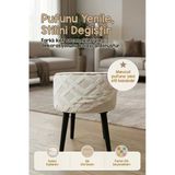 Yıkanabilir Puf Tabure Kılıfı Tak-Çıkar-Değiştir-Yenile Orta Sehpa Kılıfı 40X22 Mila Ekru