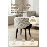 Yıkanabilir Puf Tabure Kılıfı Tak-Çıkar-Değiştir-Yenile Orta Sehpa Kılıfı 40X22 Mila Gri