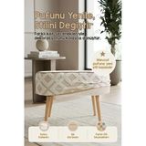 Yıkanabilir Puf Tabure Kılıfı Tak-Çıkar-Değiştir-Yenile Orta Sehpa Kılıfı 59X37x17 Mila Bej