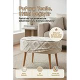 Yıkanabilir Puf Tabure Kılıfı Tak-Çıkar-Değiştir-Yenile Orta Sehpa Kılıfı 59X37x17 Mila Ekru