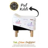 Yıkanabilir Puf Tabure Kılıfı Tak-Çıkar-Değiştir-Yenile Orta Sehpa Kılıfı Bb Elephant