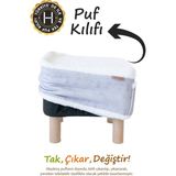 Yıkanabilir Puf Tabure Kılıfı Tak-Çıkar-Değiştir-Yenile Orta Sehpa Kılıfı Bb Solid Gri