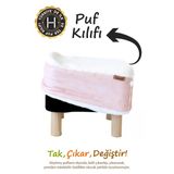 Yıkanabilir Puf Tabure Kılıfı Tak-Çıkar-Değiştir-Yenile Orta Sehpa Kılıfı Bb Solid Pembe