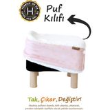 Yıkanabilir Puf Tabure Kılıfı Tak-Çıkar-Değiştir-Yenile Orta Sehpa Kılıfı Bb Solid Pudra Pembe - Pudra - Pembe