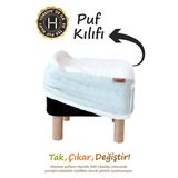 Yıkanabilir Puf Tabure Kılıfı Tak-Çıkar-Değiştir-Yenile Orta Sehpa Kılıfı Bb Solid Yeşil