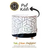 Yıkanabilir Puf Tabure Kılıfı Tak-Çıkar-Değiştir-Yenile Orta Sehpa Kılıfı By Lotus Gri