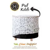 Yıkanabilir Puf Tabure Kılıfı Tak-Çıkar-Değiştir-Yenile Orta Sehpa Kılıfı By Motif Gri